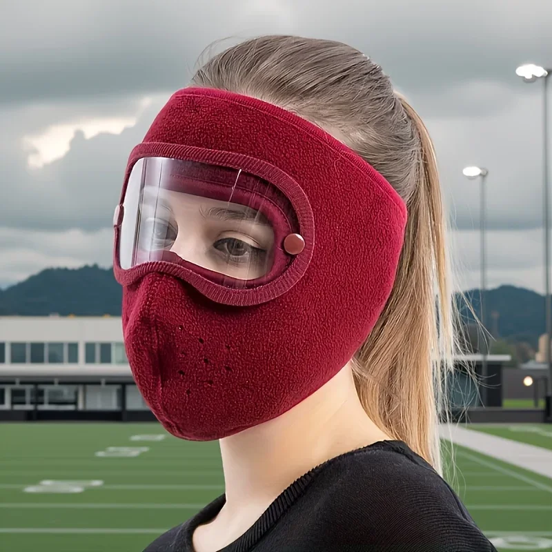 Winter Warm Breathable Face Mask with Removable Clear Lenses & Adjustable Closure
