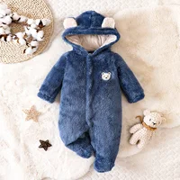 hibobi Winter Children's Cotton Jumpsuit Bear Shape Hooded Long-Sleeved Plush Romper Suitable For Children Under One Year Old 2
