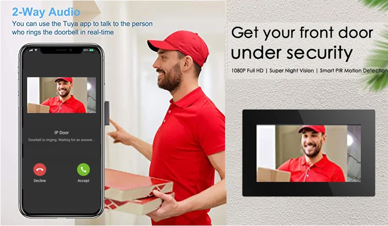 4 Wire Digital Video Intercom System 7 / 10.1 Inch Wireless WIFI Monitor 1080P D