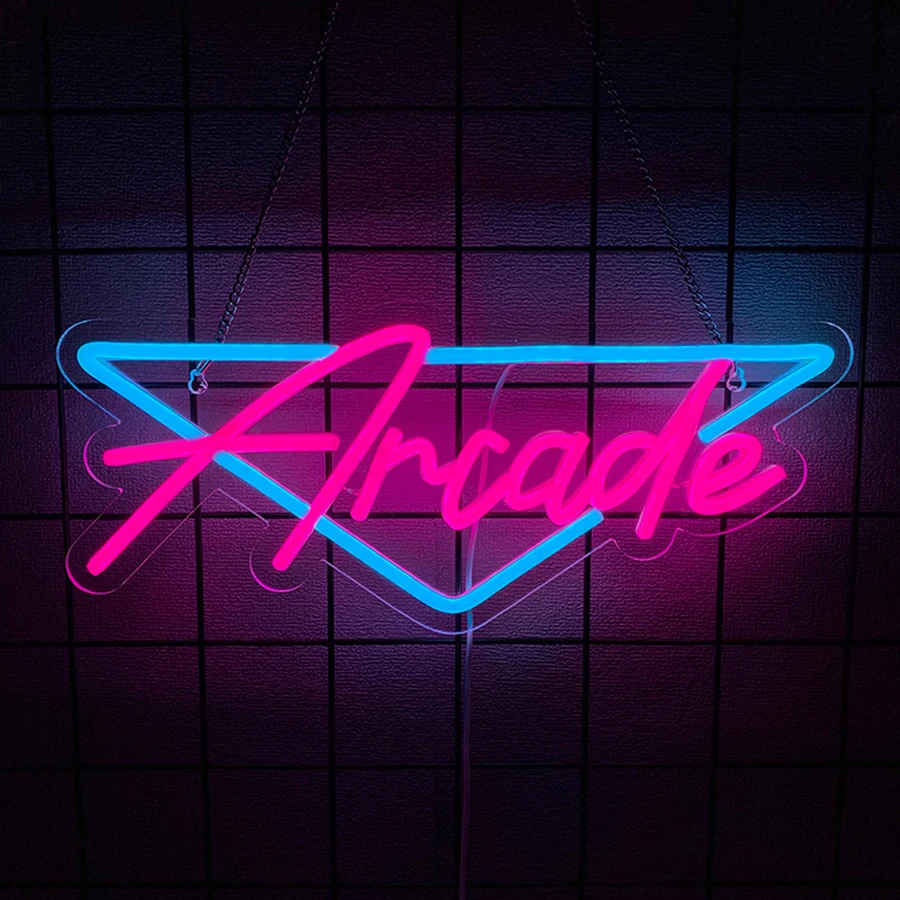 Neon Arcade Wall Decor Sign – Vibrant Lighting for Game Rooms, Man Caves, Bars, and More, USB Powered