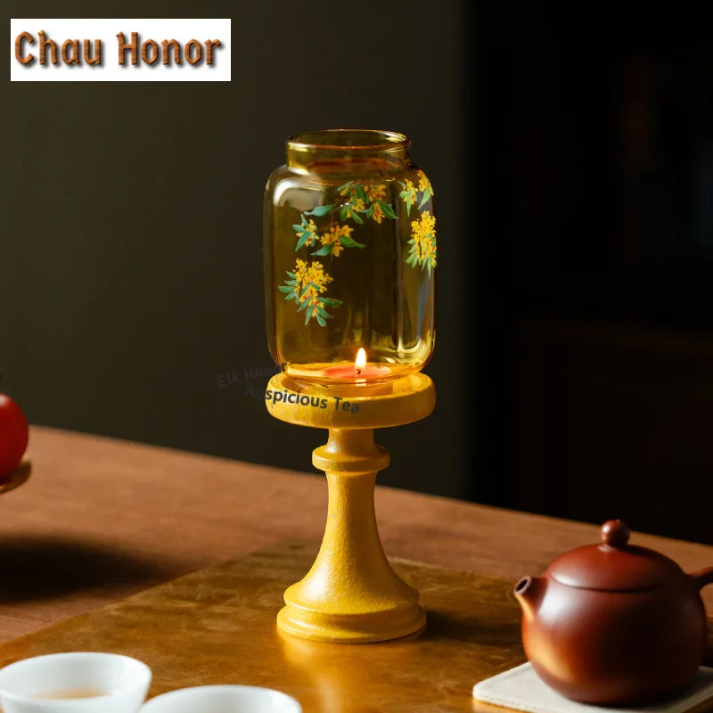 Osmanthus Ceramic Candle Holder Traditional Scented Aromatic Candles Household Candle Lights Teaset Wedding Decoration Ornaments