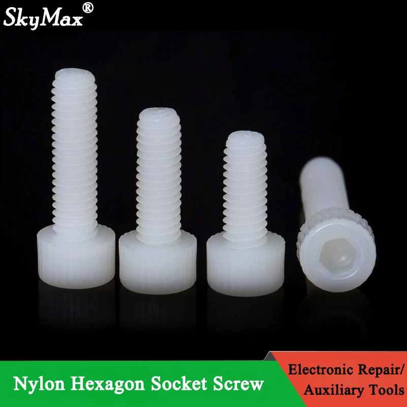 

Black/White M4 M5 M6 M8 M10 M12 Nylon Hexagon Socket Screw Cup Head Cylindrical Head Knurled Plastic Insulating Bolt