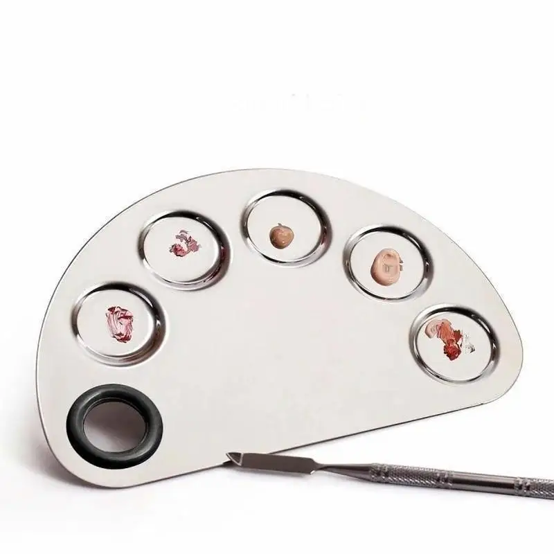 Stainless Steel Palette  Watercolor Paints Makeup Face Palette Spatula Foundation Mixing Paints Oil Paints Palette