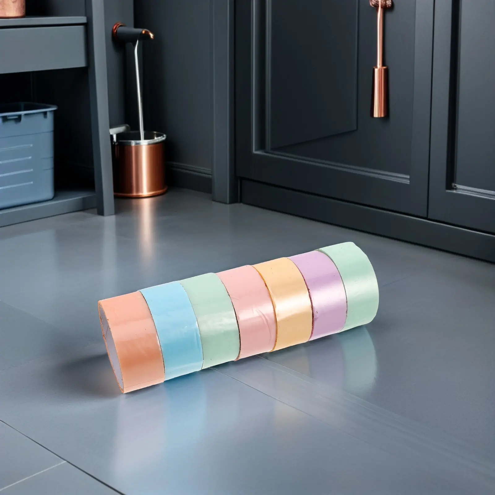 7롤 생동감 넘치는 무지개 무늬 덕트 테이프 상자용 넓고 튼튼한 접착제 학교 정리용 다채로운 라벨링