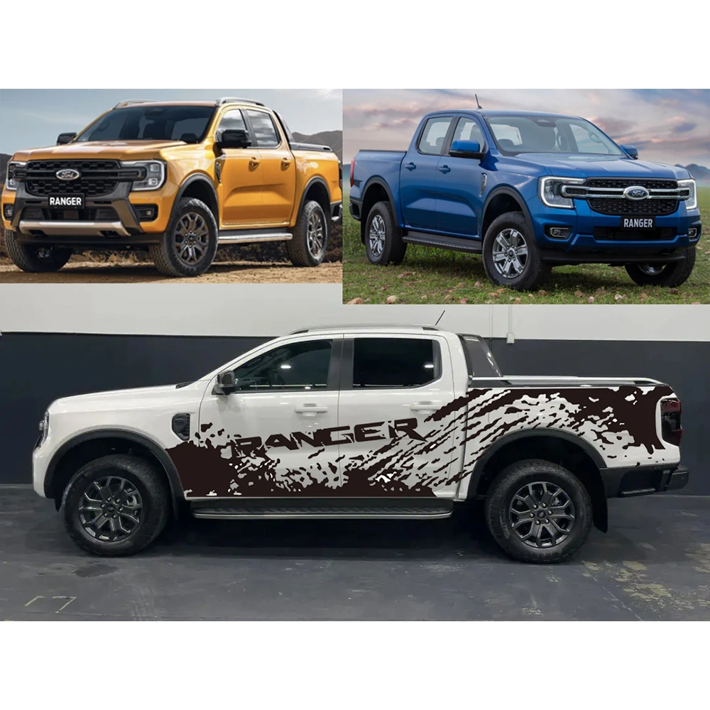 

Car accessories 2 Pcs mudslinger side door stripe graphic Vinyl 4x4 off road sticker fit for ford ranger T6 T7 T8 2012 to 2023