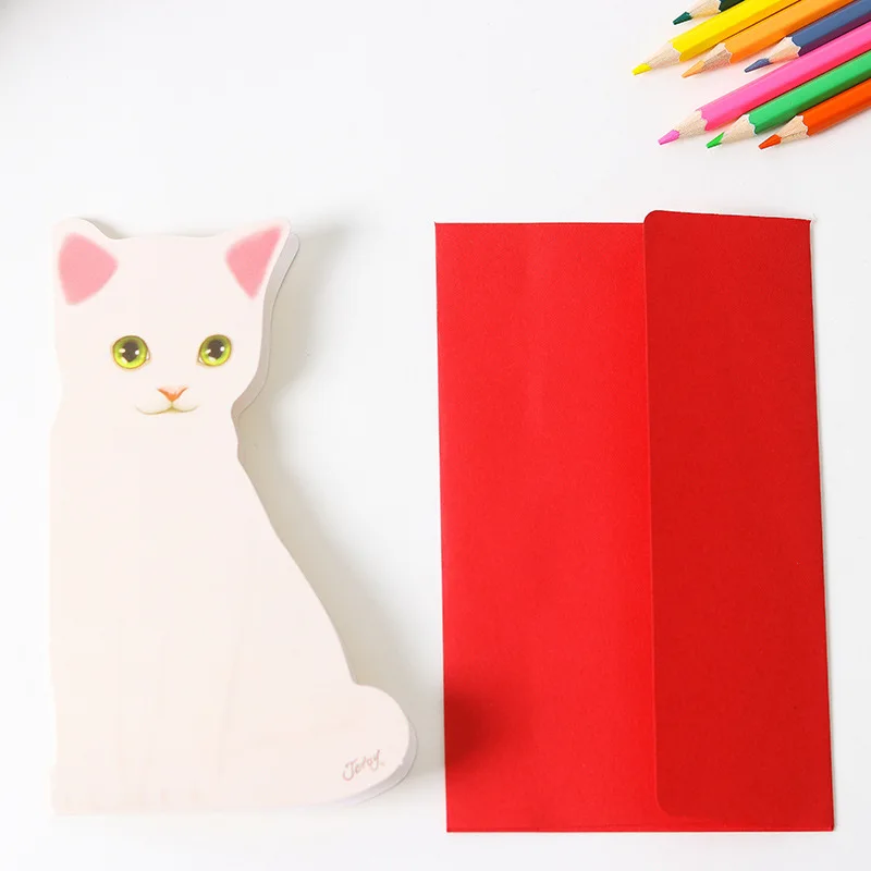 Greeting Cards 3D Cats Postcards New Year Party Greeting Card Gift Folding Greeting Card Birthday Wedding Invitation Cards