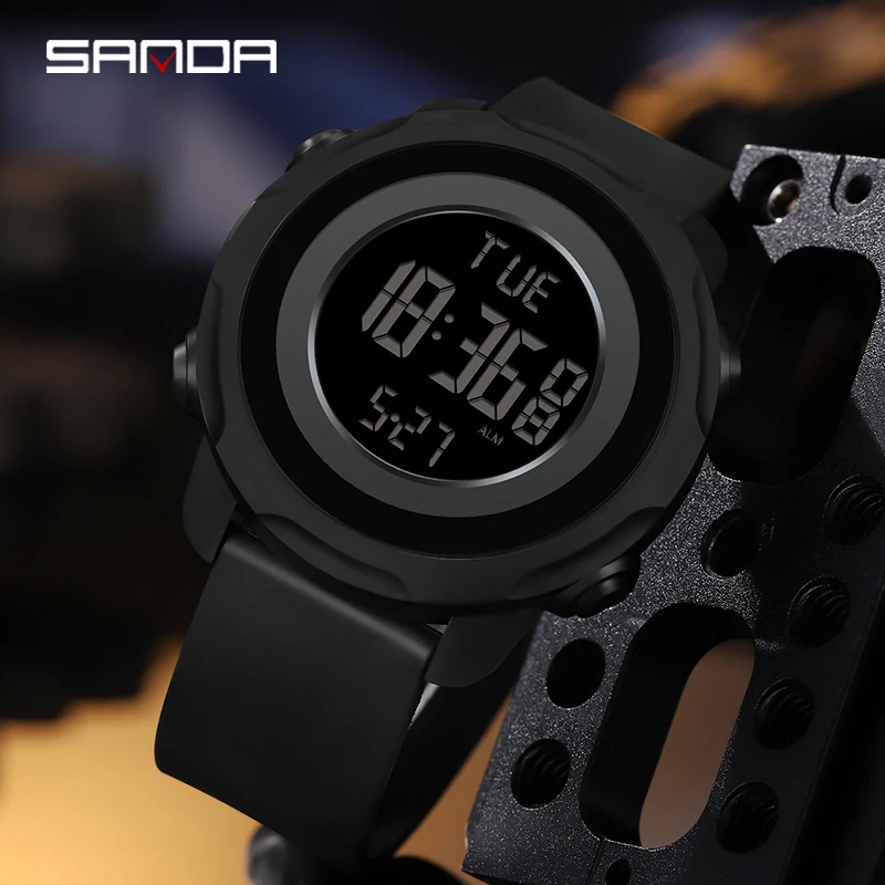 SANDA Top Brand Multifunctional Electronic Watches Fashion Men Watch Timer Alarm Clock Automatic Calendar HD LED Display Reloj