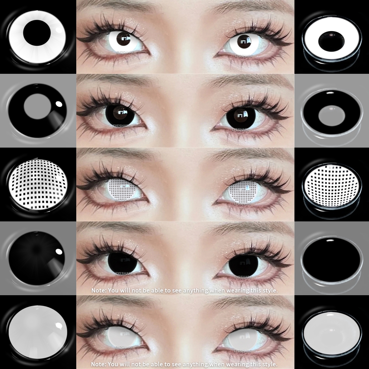 EYESHARE Cosplay White Colored Contact Lenses 2pcs Crazy Red Contact Lenses Anime Black Eye Lenses Halloween Beauty Makeup Lens