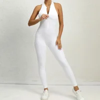 Sexy Hollow Backless Bodycon Scrunch Sport Jumpsuit Raises Butt Woman One Piece Gym Set Sleeveless Zipper Yoga Fitness Overalls - Image 5