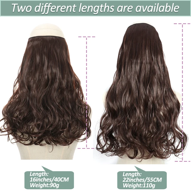 Synthetic Natural Wavy No Clip Fish Line Invisible Hair Extensions Mixed Color Blonde Black Artificial False Hair Piece ForWomen 2