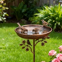 Garden Birdbath Sturdy Iron Outdoor Bird Bath for Outside Vintage Standing Birdbath Bowl for Outdoor Garden Patio Yard 3