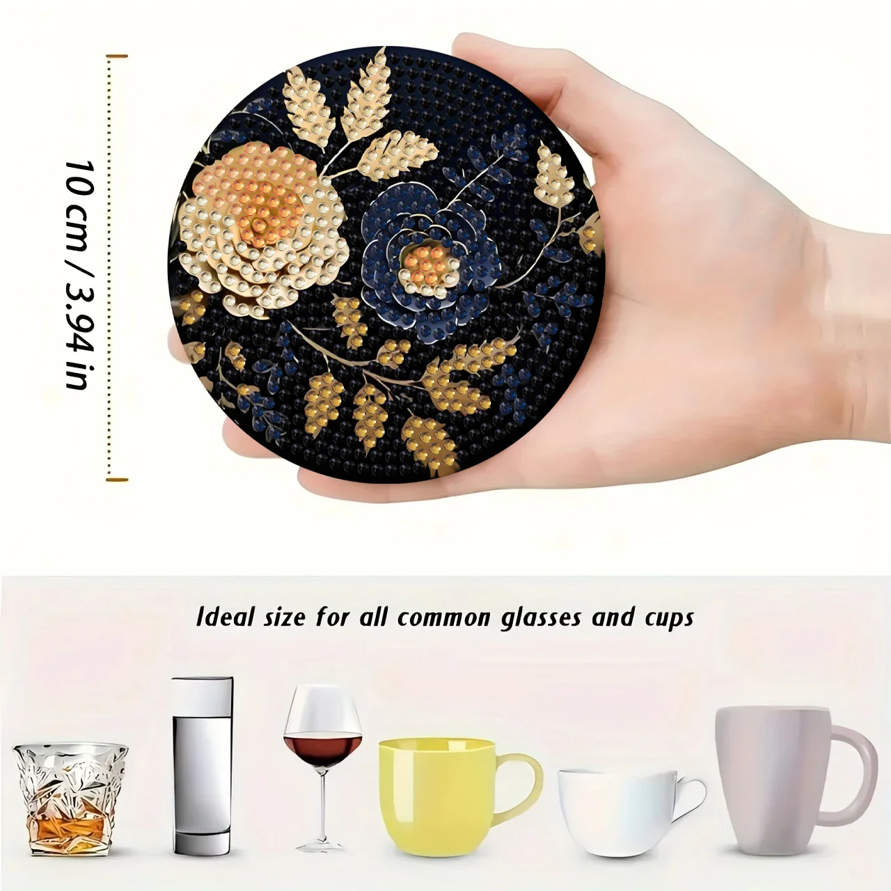A set of 8-piece butterfly and flower element combination pattern diamond painting DIY coaster set 6