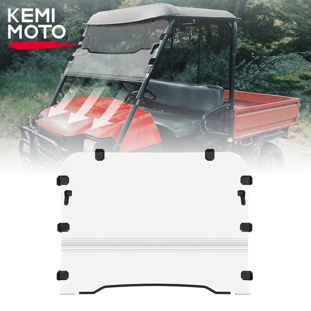 

KEMIMOTO UTV Compatible with Kawasaki Mule 3010 2003-2009 Mule 3000 2005-2013 Clear Fold Up Front Full Windscreen Windshield