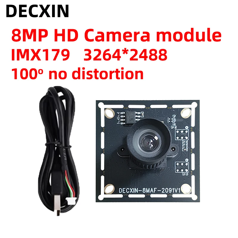 Modulo Fotocamera HD 8MP con Messa a Fuoco Fissa, Grandangolo, Riconoscimento Facciale/Scansione Documenti, Chip IMX179, USB Plug & Play