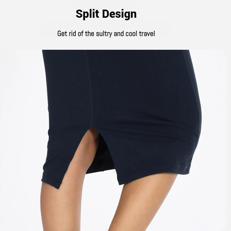 (S-XL)High Waist Slimming Tennis Skirt Nylon Retro Split Side Bodycon Skirt for Women Fitness Yoga Dance Golf Pencil