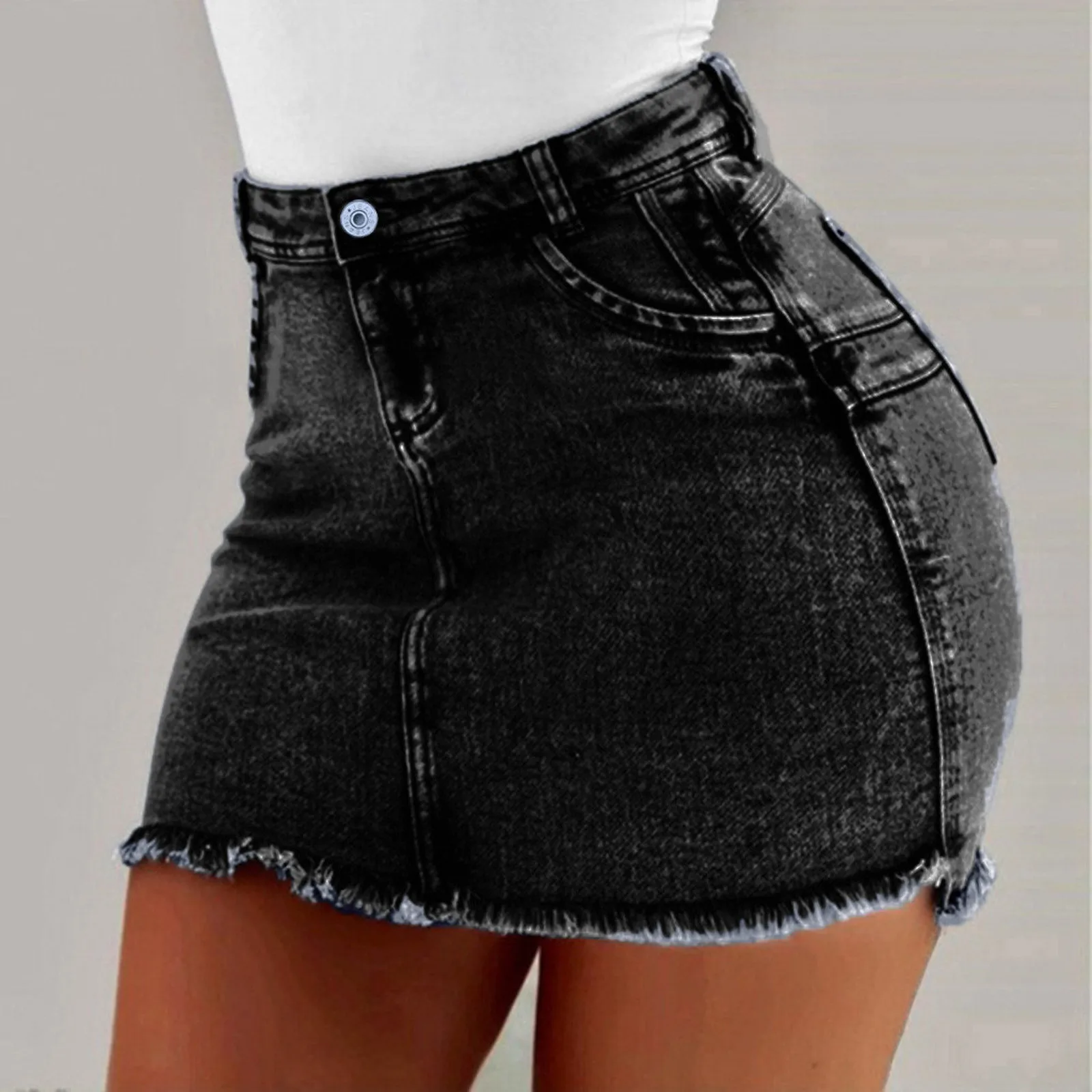 

Women's Wash Mini Female Short Skirts Summer Women's Sexy Denim Skirt With Furred Hem Wrapped Buttocks Womens Midi Skirts