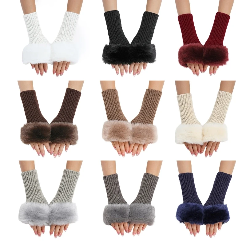 

Knitted Fingerless Gloves Short Sleeve Winter Wrist Gloves Wrist Warmer Gloves