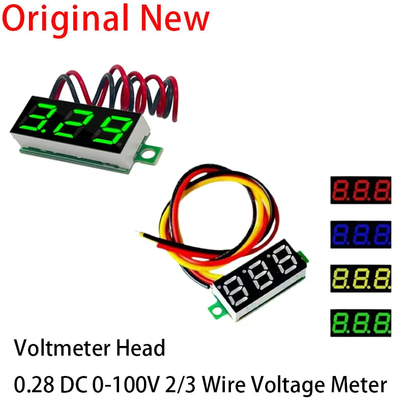 0,28 Zoll DC LED Digital Voltmeter 0-100V Spannungsmesser Auto Auto Mobile Power Spannungsprüfer Detektor 12V Rot Grün Blau Gelb
