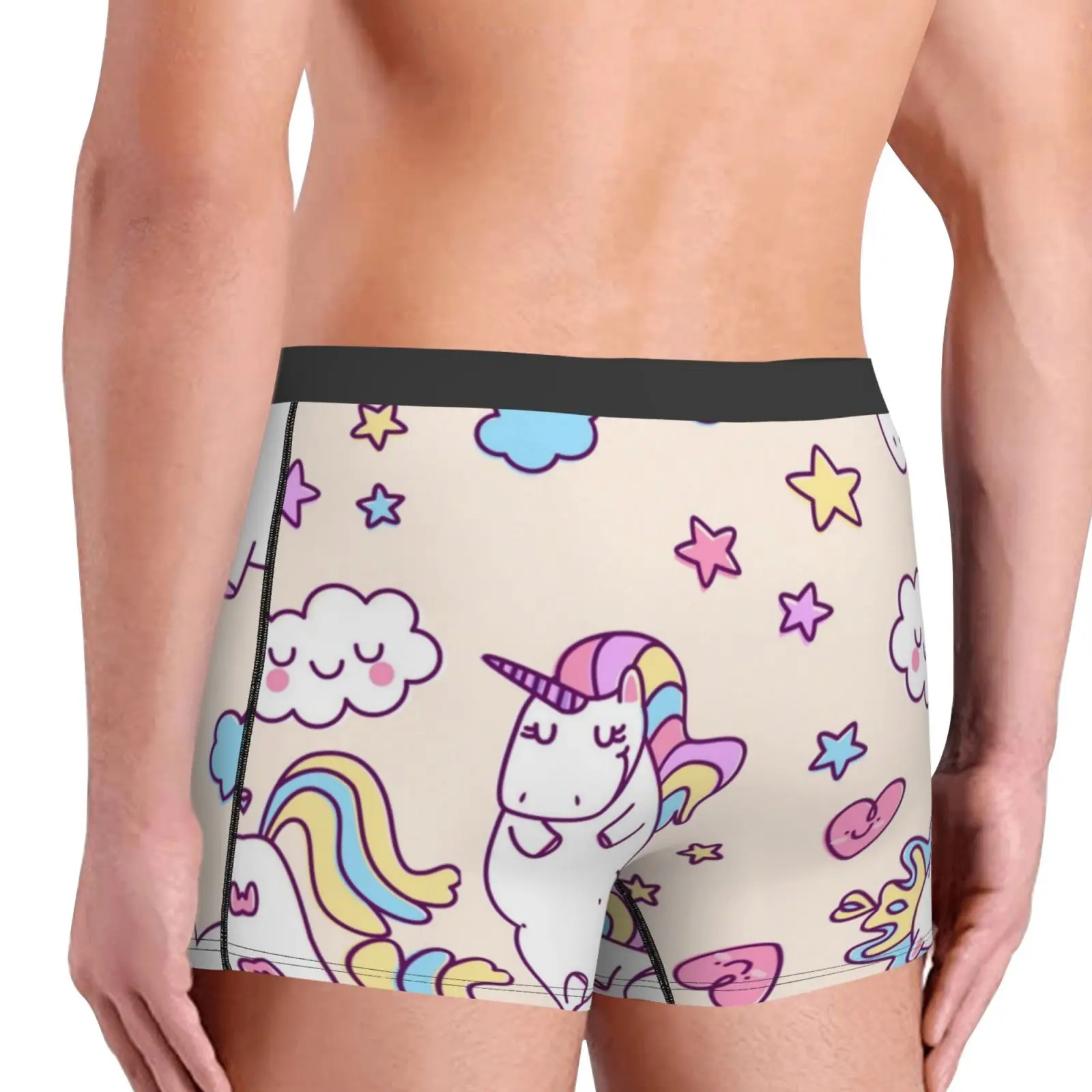 Unicorn Cartoon Male Underpants Double Sides Printed Soft Breathable Machine Wash Boxershorts Men Polyester Print