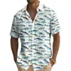 Summer Fashion Ocean Fish Print Men's Short Sleeve Casual Printed Tops Seaside Vacation Travel Wear Oversized Tops 4