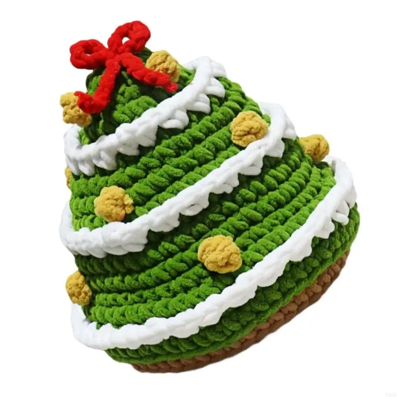 Gestrickte Mütze aus Acrylgarn, Weihnachtsbaum-Form, Mütze für Erwachsene und Kinder, Winter-Wärmemütze für Festival-Requisiten – Detail 8