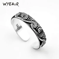 WYEAIIR 925 Sterling Silver Ethnic Retro Good Luck Cloud Wave Resizable Opening Ring For Women Luxury Jewelry 1