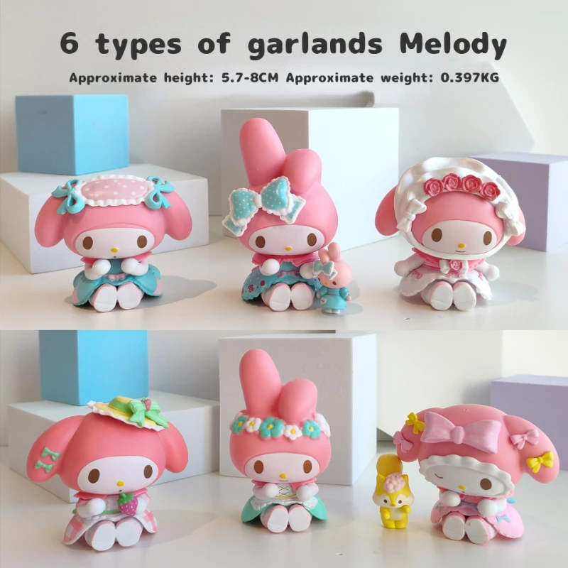 

Sanrio Anime Figure 6 Styles Cute Garland My Melody PVC Handmade Dolls Girls' DIY Jewelry Desktop Decorations Children's Gifts