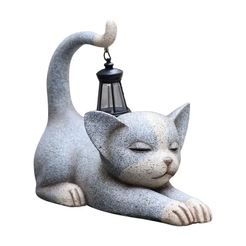 

Статуэтка кошки с солнечным фонарем, садовая Статуэтка Whimsy кошки на солнечной батарее, устойчивая к атмосферным воздействиям, долговечная и Энергоэффективная уличная Статуэтка
