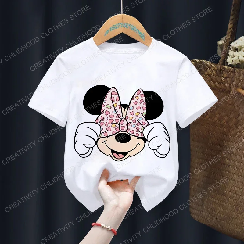

Minnie Children T-shirt Kawaii Disney T Shirt Floral Mickey Mouse Anime Cartoon Casual Clothes Kid Girl Boy Short Sleeve Top Tee