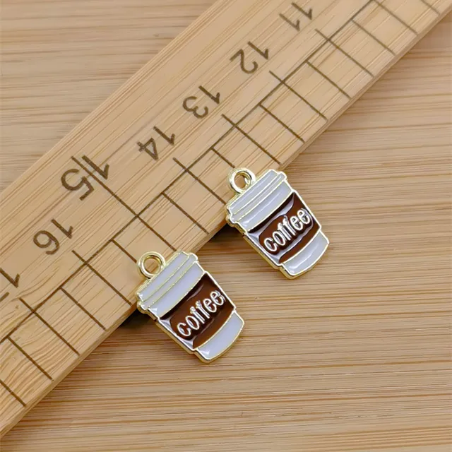 10pcs Drinks Teacup Enamel Charm for Jewelry Making Bulk Earring