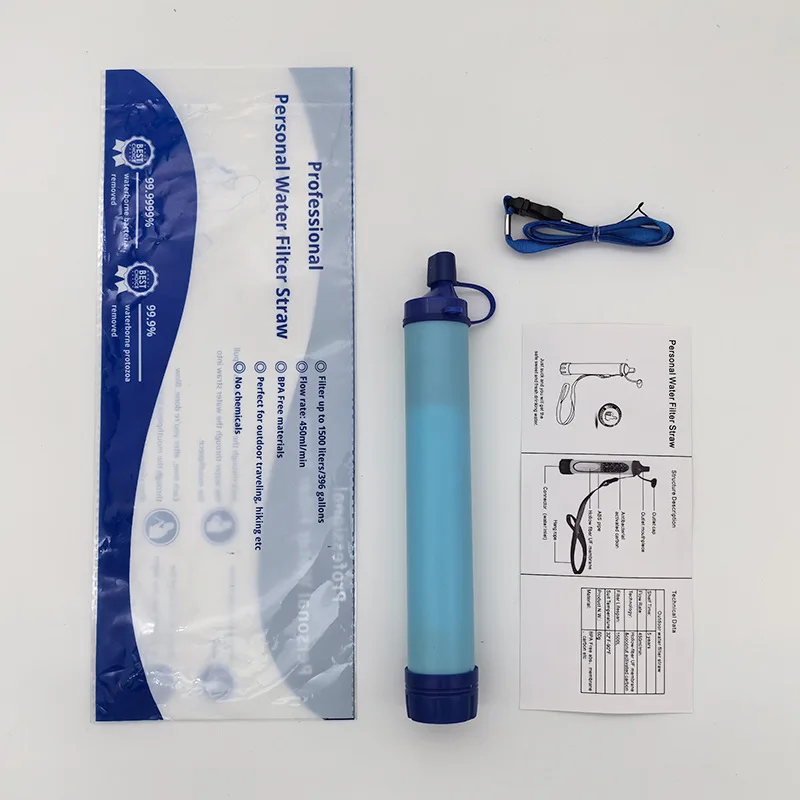 Customizable Outdoor Personal Water Filter Ultra-Light 0.01 Micron 4-Stage Filter System Portable Water Purifier Survival Straw