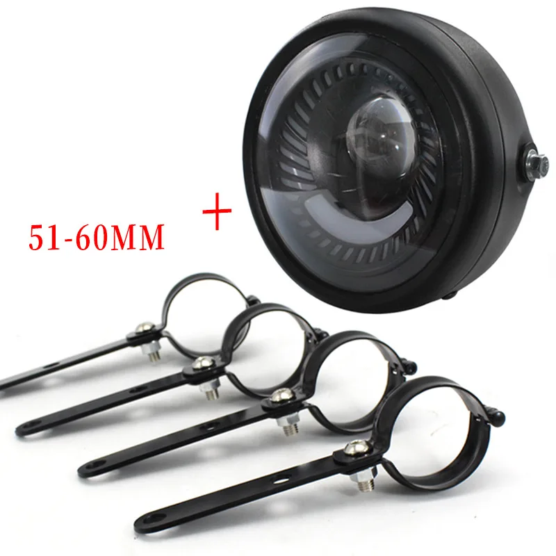 

Universal Headlight 12V LED Hi/Lo Beam Headlamp With 51-60mm Head Light Mount Bracket Clamp For Harley Honda Suzuki Kawasaki