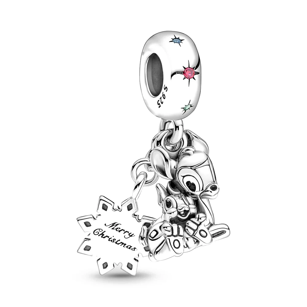 New Disney Christmas Stitch Winnie Elk Olaf Charms Beads For Original Pandora 925 sterling silver Bracelet Necklace DIY Jewelry