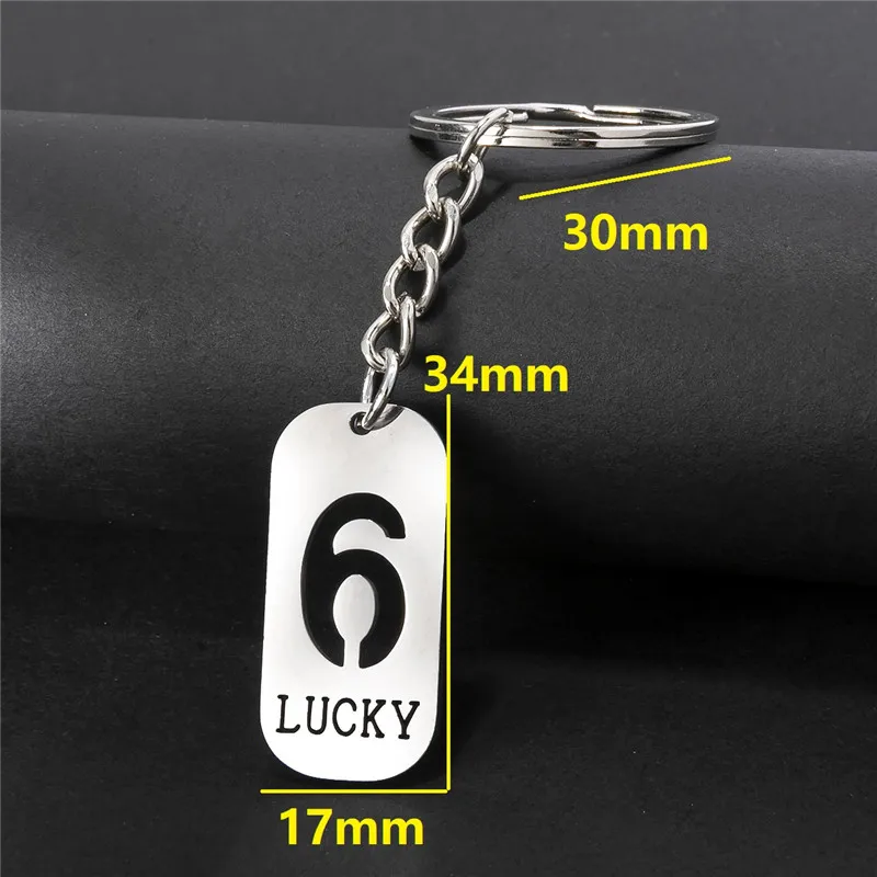 Lucky Number 0-9 Keychain Stainless Steel Numerals Pendant Metal
