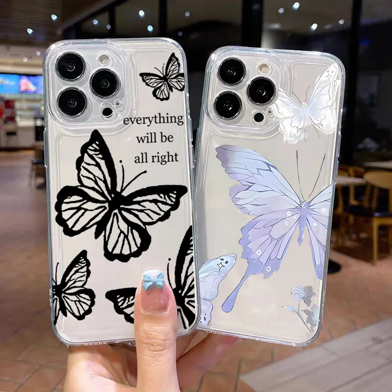 Clear Retro Butterfly TPU Phone Case Cover