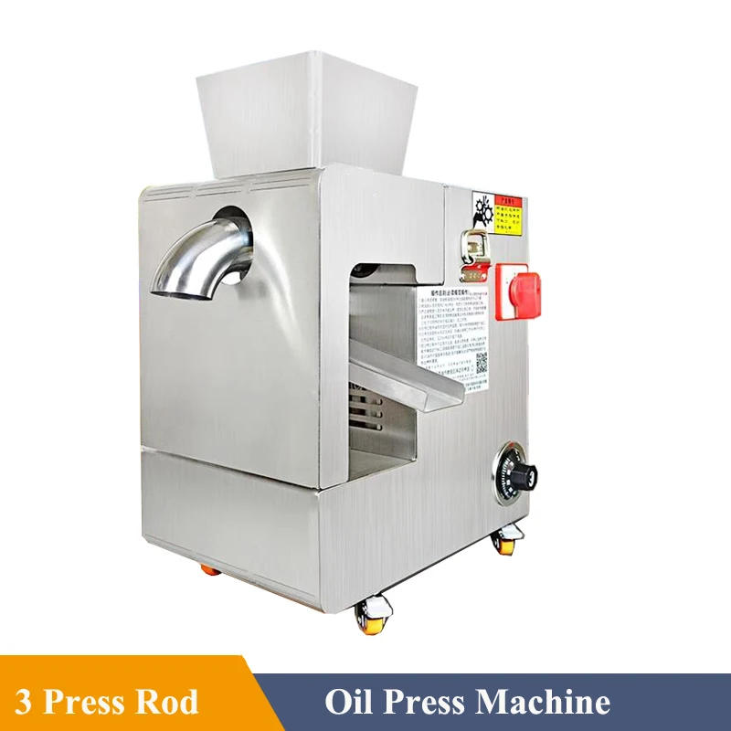 Oil Press Machine Stainless Steel Press Expeller Commercial Cold Hot Extractor Walnut Sesame Peanut Sunflower Linseed 220V