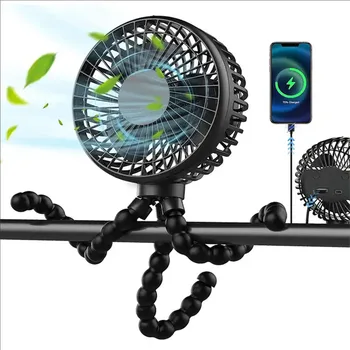 Multi Function Baby Stroller Fan Outdoor Flexible Tripod Clip Fan Usb Rechargeable Mini Portable Octopus Fan For Car Seat Crib 1