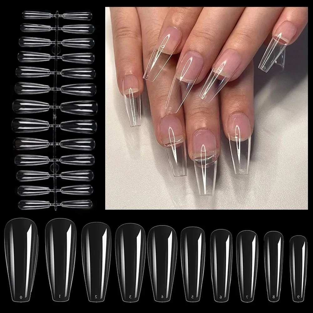 Nail Extension Press on Nails Coffin Nail Tips Clear Full Cover Long Fake Nails Artificial Press on Long Ballerinas 120pcs fake nails,nail tips,false nails,false nail tips