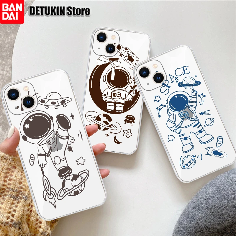 iphone 11 waterproof case Cute Cartoon Astronaut Star Space Phone Case For iPhone 13 Pro 11 Max 12 Mini XS XR 7 8 Plus Transparent Soft Shockproof Cover cheap iphone xr cases