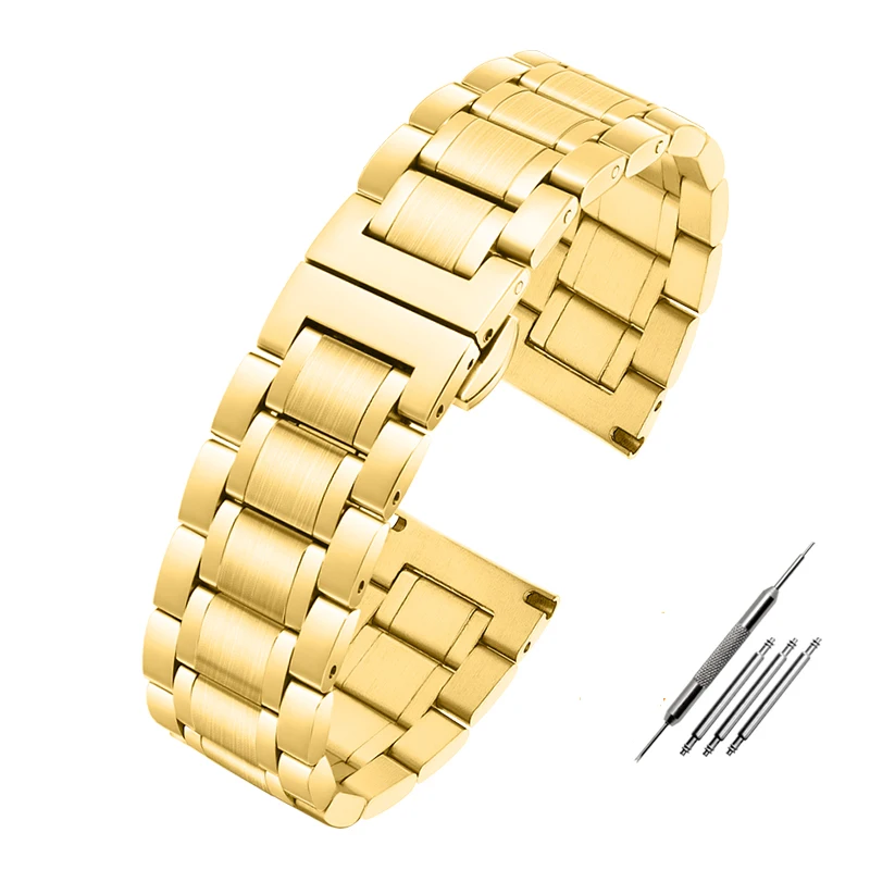 Elegant Curved End Stainless Steel Watchband Bracelet Strap
