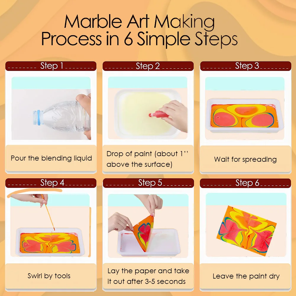 Water Marbling Paint Art Kit for Kids: Arts and Crafts for Kids Girls Ages  8-12