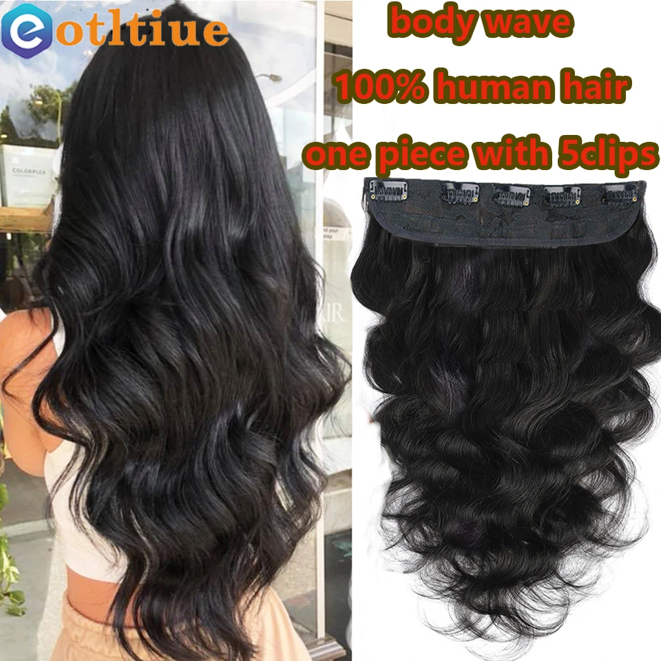 14-30Inch Clip in Human Hair Extensions One Piece With 5Clips Brazilian 100% Body Wave One Piece Natural Human Hair Extension hair extension