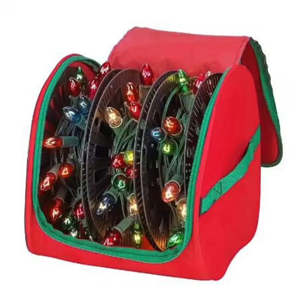 Cloth Christmas LED Light Storage Bag Red Tear-resistant Holiday Light Organizer Waterproof Large Capacity Christmas Storage Bag
