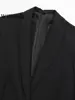 Willshela Women Fashion Satin Black With Feather Blazer Jacket Vintage Notched Neck Single Button Long Sleeves Female Outfits 3