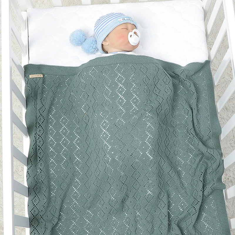 Newborn Baby Blanket Cotton Knit Infant Girl Boy Bedding Plaid Crib Quilt 100*80CM Stroller Warp Swaddling Super Soft Covers