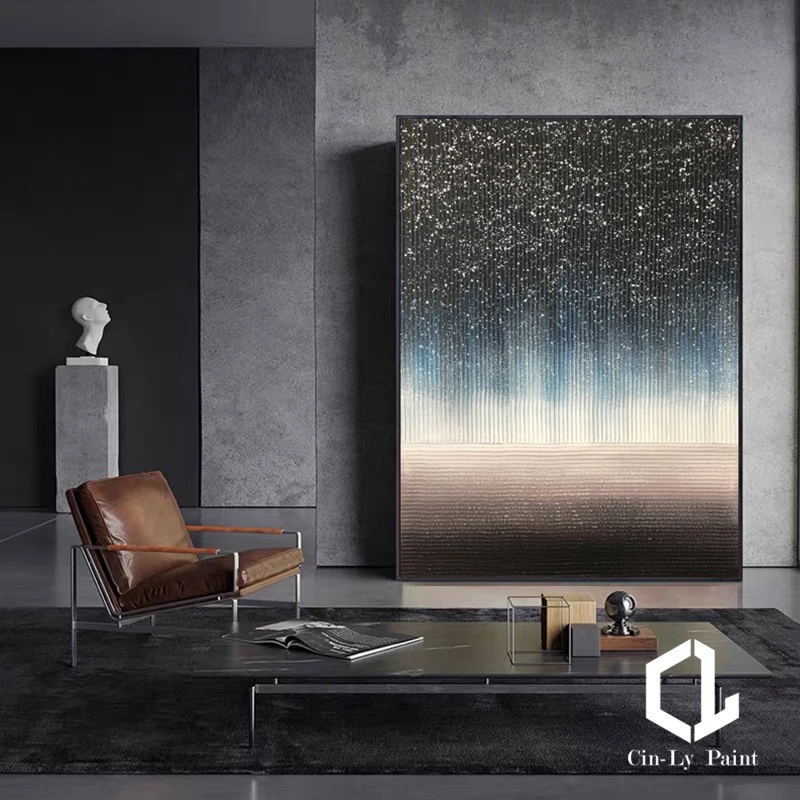 

Hand-painted Abstract Starry Sky Fantastic Minimalism Oil Painting Sitting Room Porch Living Room Decoration Restaurant Lobby