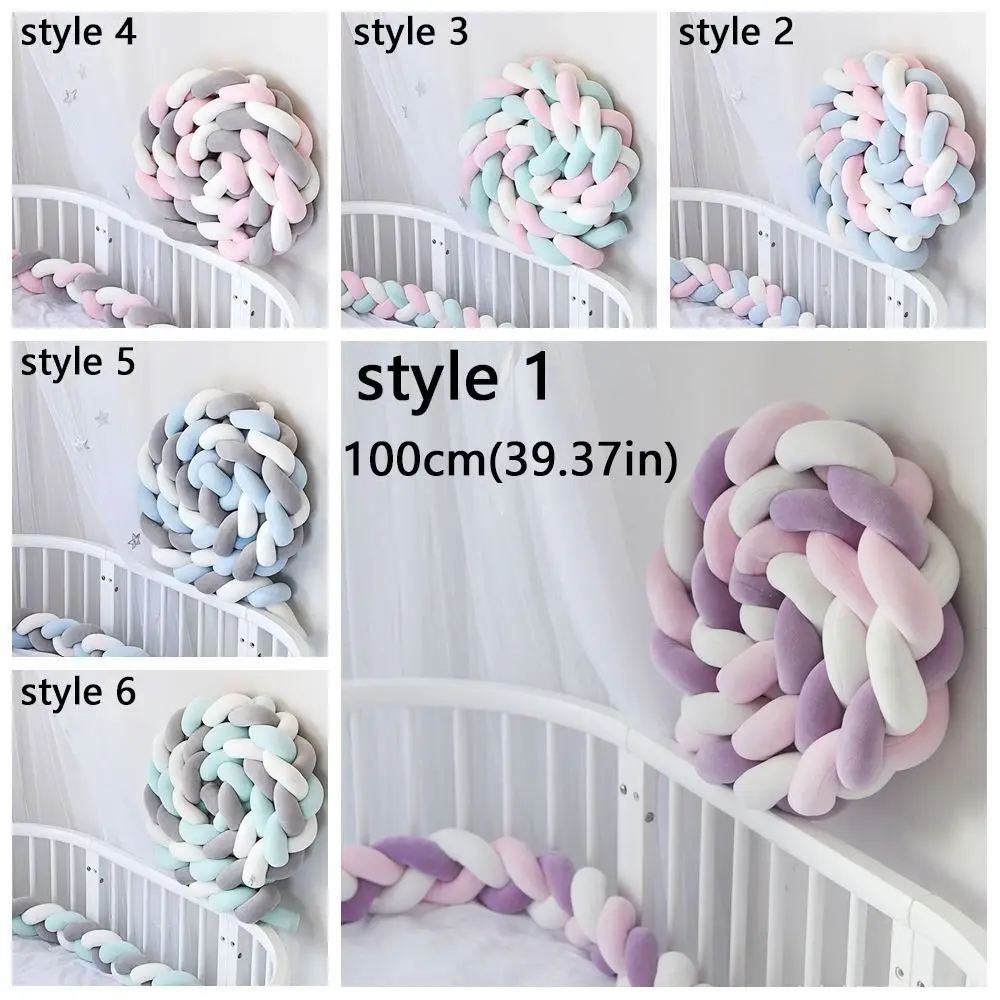 Baby Crib Bumper Handmade Cot Bumper Soft Washable Braided Pillow Edge Protection Breathable Crib Protector Baby Room - 6