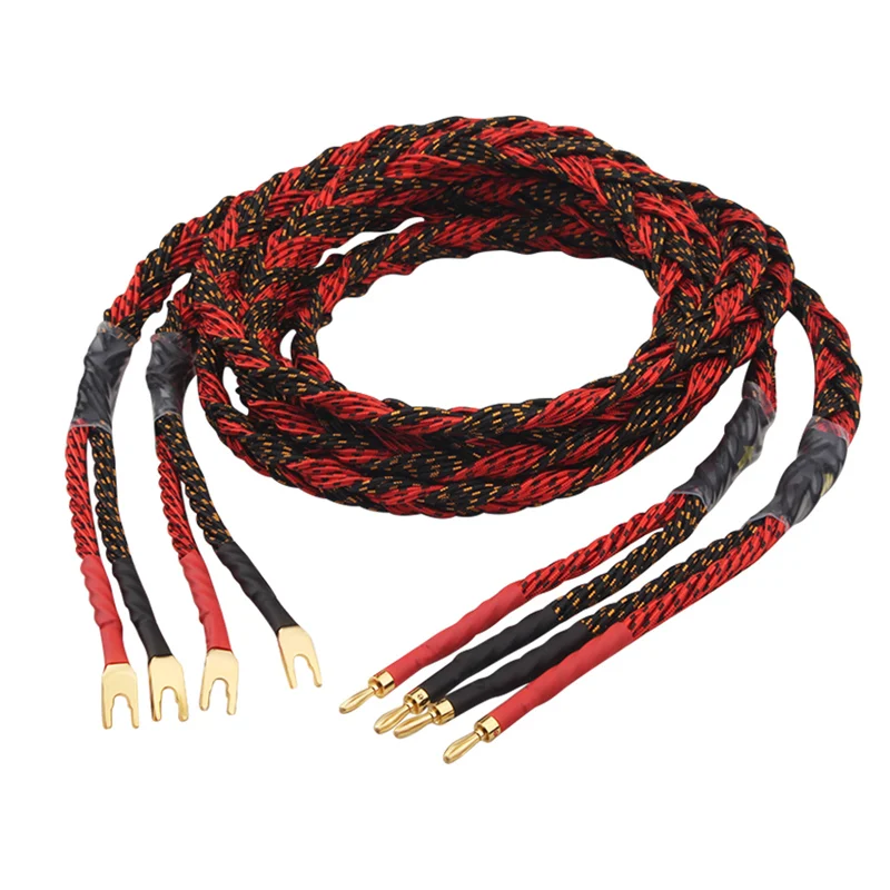 

High Current Audiophile Speaker Cable 24Cores OFC HiFi Audio Loudspeaker Wire Spade & Banana Plug