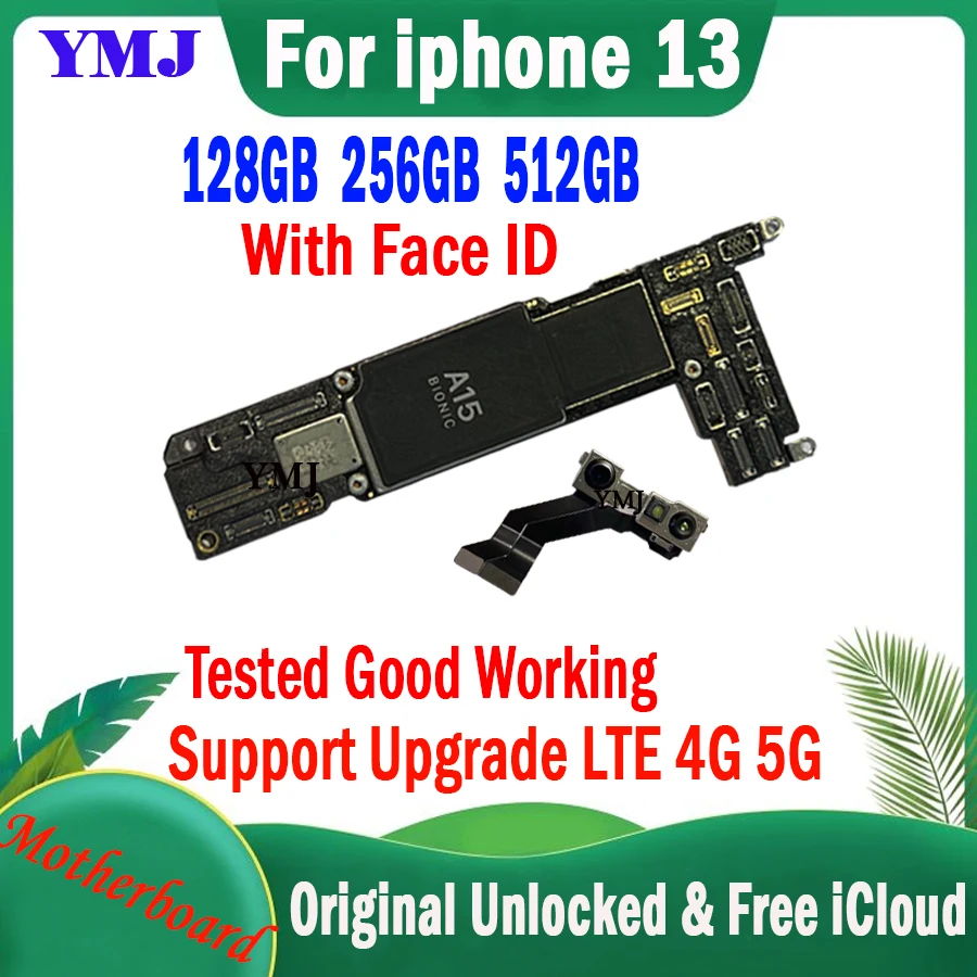 

IOS Update 100% Original For iPhone 13 Motherboard With Face ID Unlocked Free iCloud Logic Board Full Chips Tested Working Placa