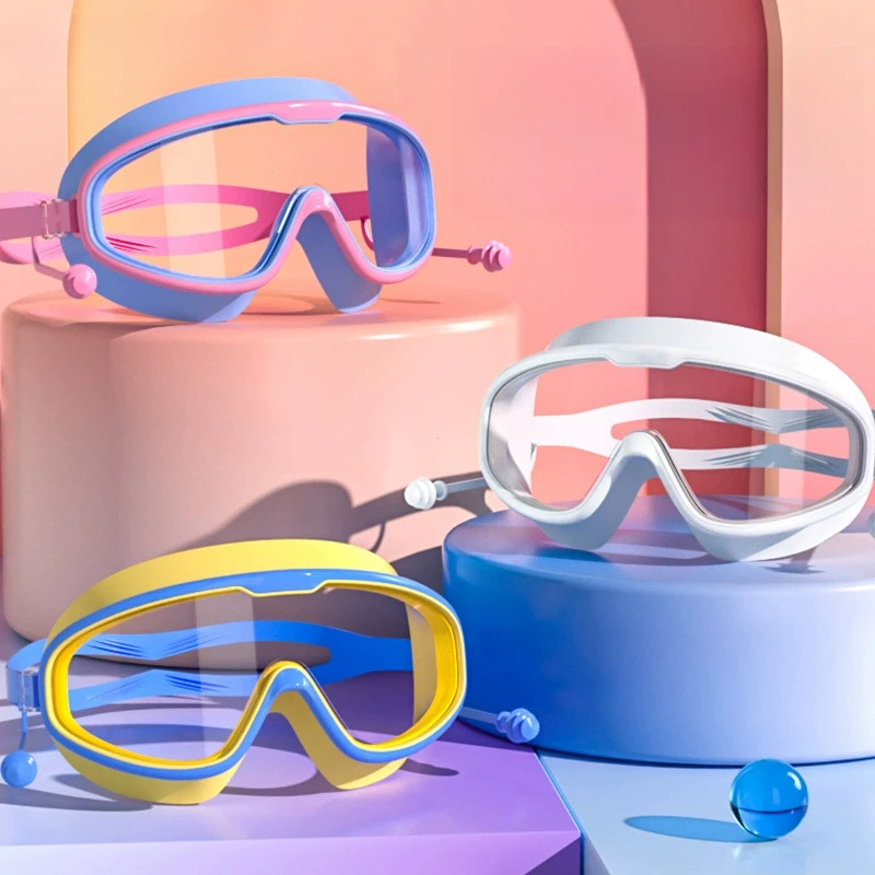 Waterproof children's anti-fog UV swimming goggles outdoor Large frame suitable for children aged 8-13